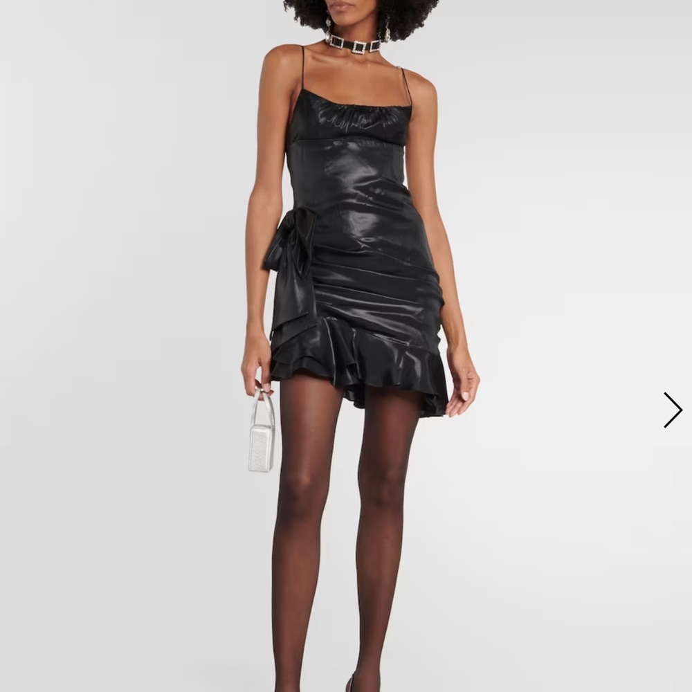 Alessandra rich drapped bow mini holiday dress